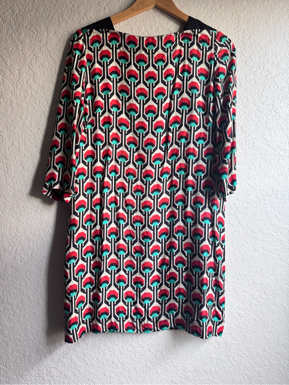 Vintage Milly of New York 100% Silk Geometric Shift Dress Retro Mod Size 10